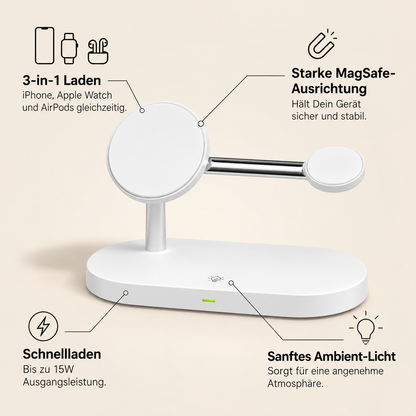 Aura – Eleganter 3-in-1 Magnet-Ladeständer