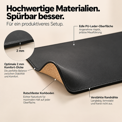 Lumia – Premium Schreibtischunterlage aus Leder & Kork