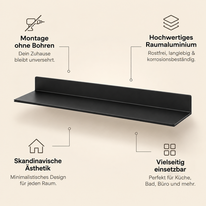 PureLine – Schwebendes Wandregal – Stabil & Bohrfrei