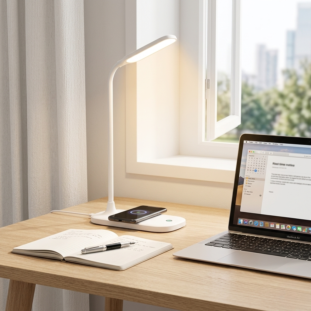 LumaCharge – 3-in-1 LED Schreibtischlampe mit Wireless Schnellladefunktion