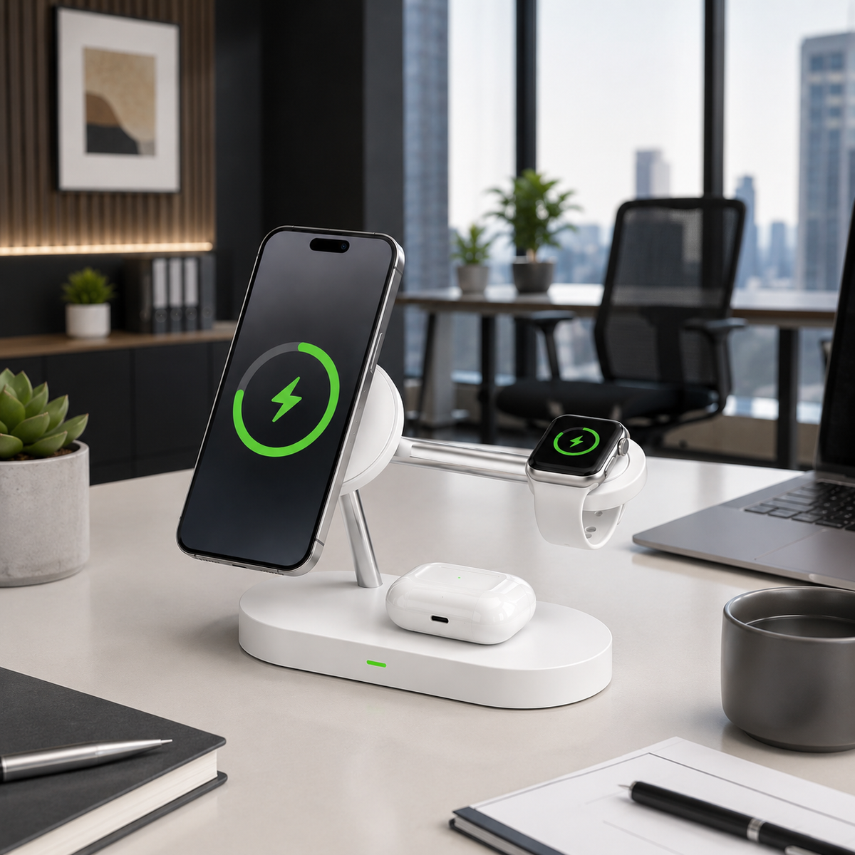 Aura – Eleganter 3-in-1 Magnet-Ladeständer