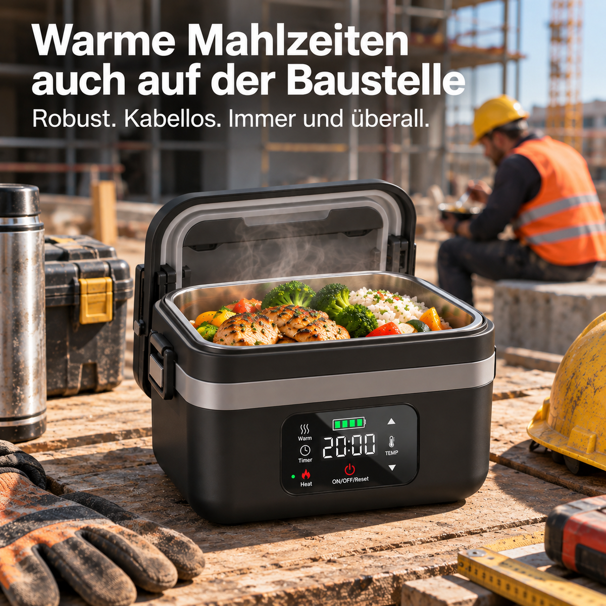 Luno – Kabellose, wiederaufladbare Lunchbox mit Selbsterwärmung