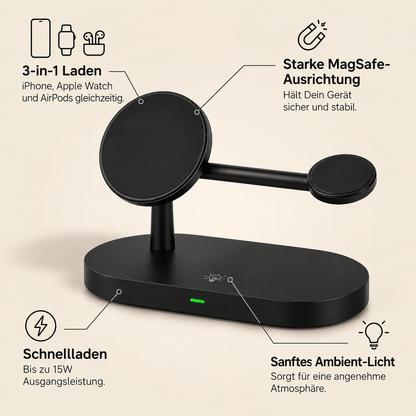 Aura – Eleganter 3-in-1 Magnet-Ladeständer