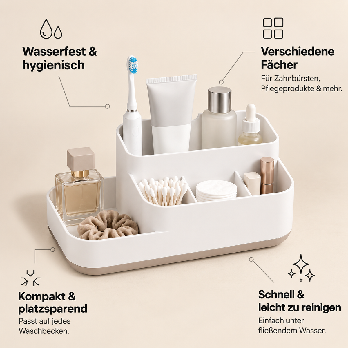 Clara – Stilvolle Aufbewahrungsbox für deinen Waschbecken