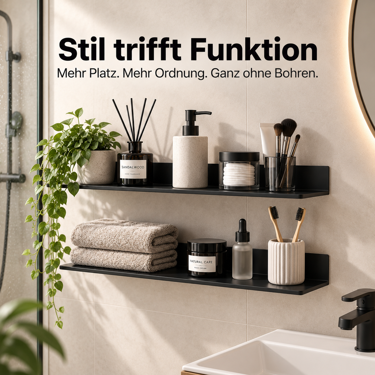 PureLine – Schwebendes Wandregal – Stabil & Bohrfrei